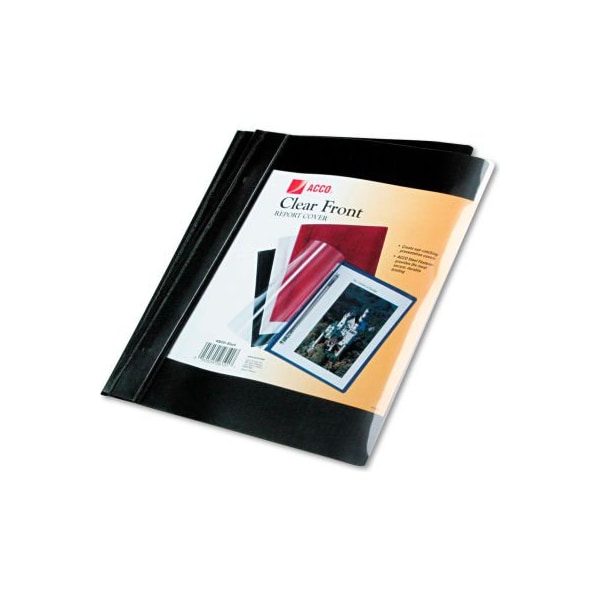 Acco Vinyl Report Cover, Prong Clip, Letter, 1/2" Capacity, Clear Cover/Black Back 26101 - main